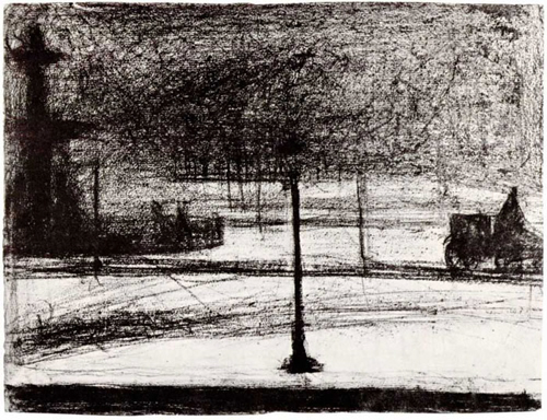 1883 Сёра Ж.П."Площадь Согласия в темноте в снегу."