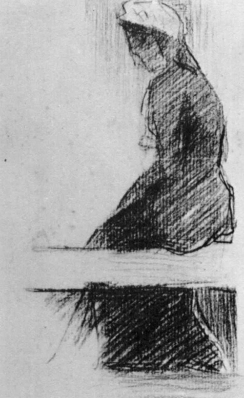 1881 Сёра Ж.П."Сидящая на скамейке женщина."