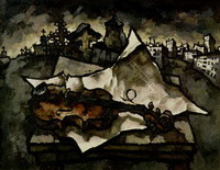 Скрипка на кладбище (О. Рабин, художник-нонконформист, 1969 г.)