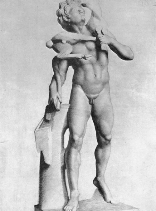 1877 Сёра Ж.П."Античная статуя: Сатир с козой"